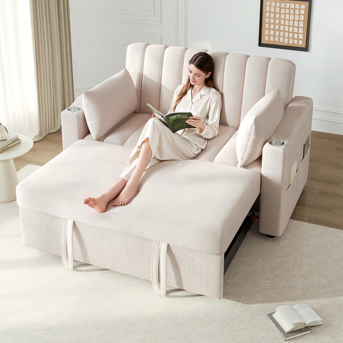 Multifunctionele Sofa Bed - Drie-fasen Rugleuning - Beige