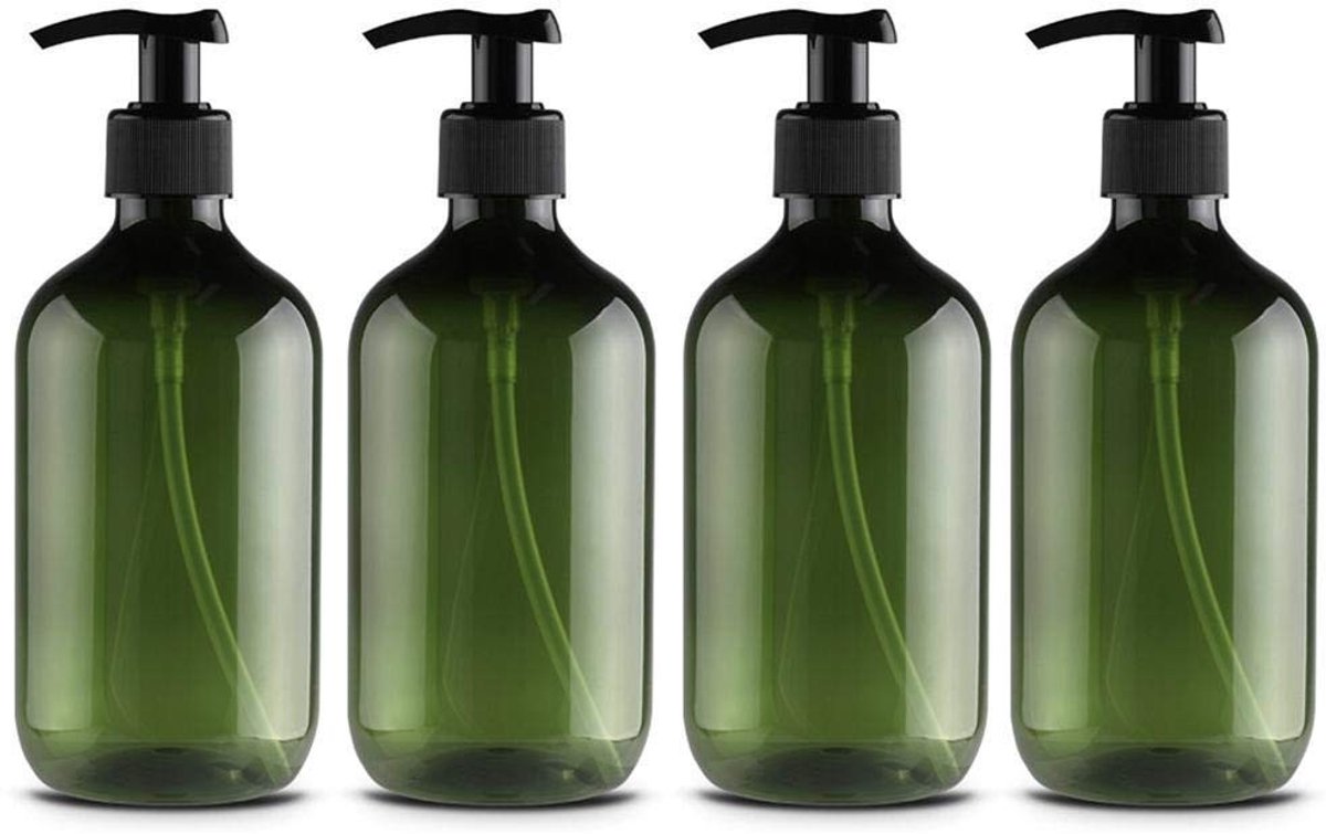 4-pack Pompflesdispenser - 500 ml navulbare flessen - Groen