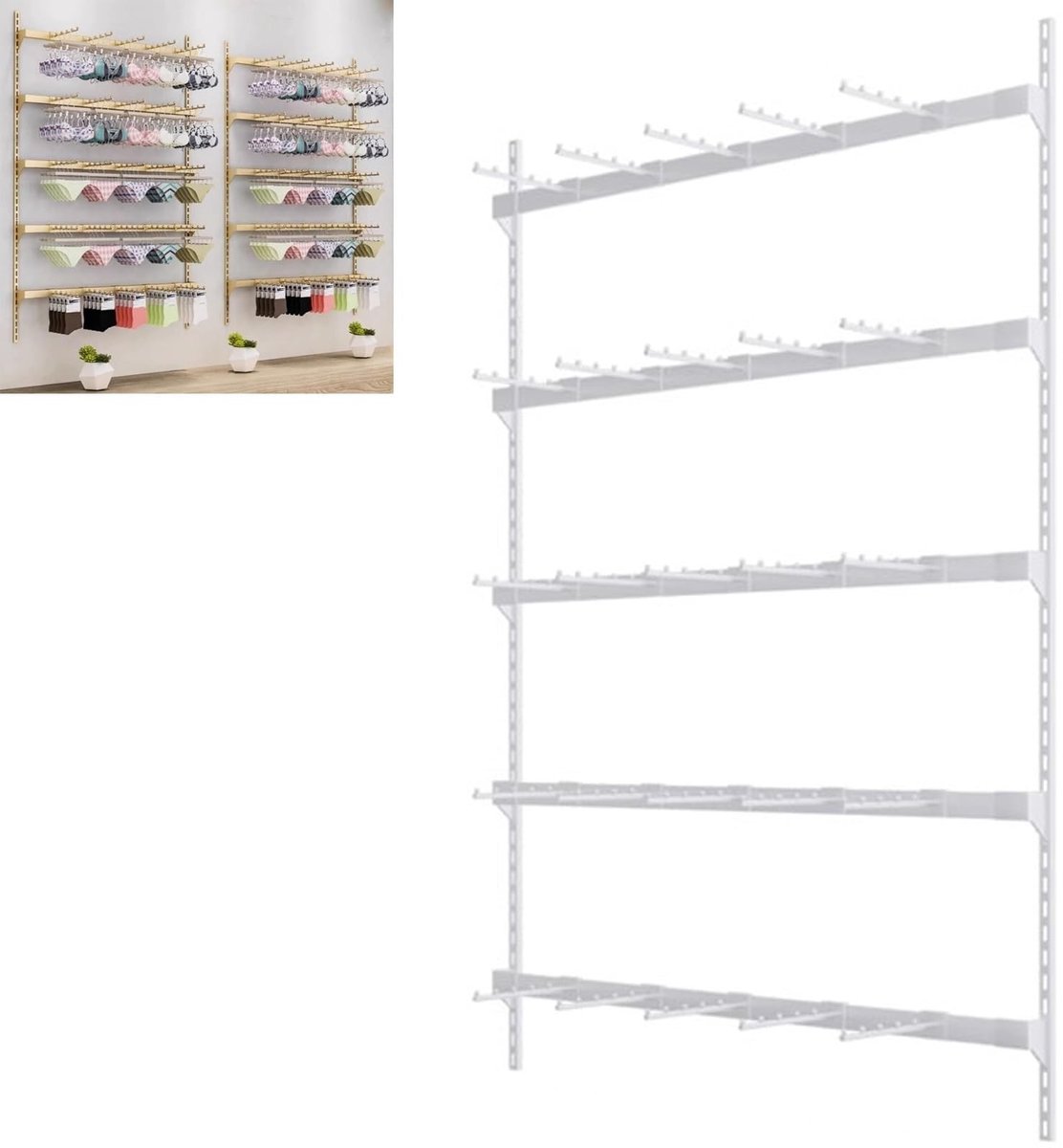 Wanddisplay voor Ondergoed - 5 Lagen Displayrek - Wit