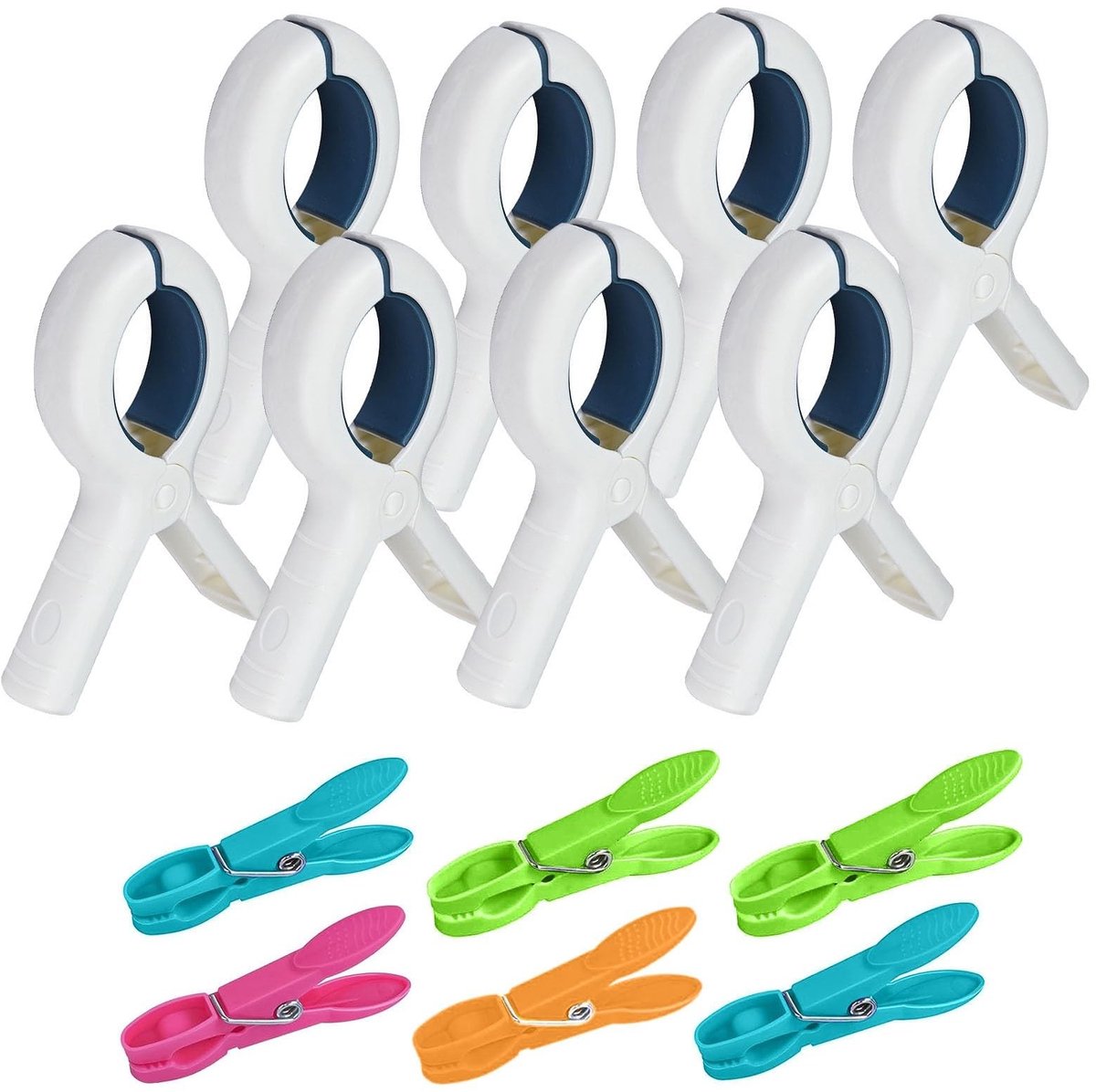 Set van 14 Plastic Wasknijpers - Grote Winddichte Strandhanddoek Klemmen