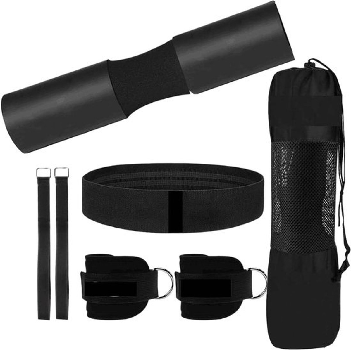 Barbell Squat Pad - Halterkussen Beschermer - Nek en Rug Beschermen - Verstelbare Schokabsorptie - 49 x 16 cm - Zwart