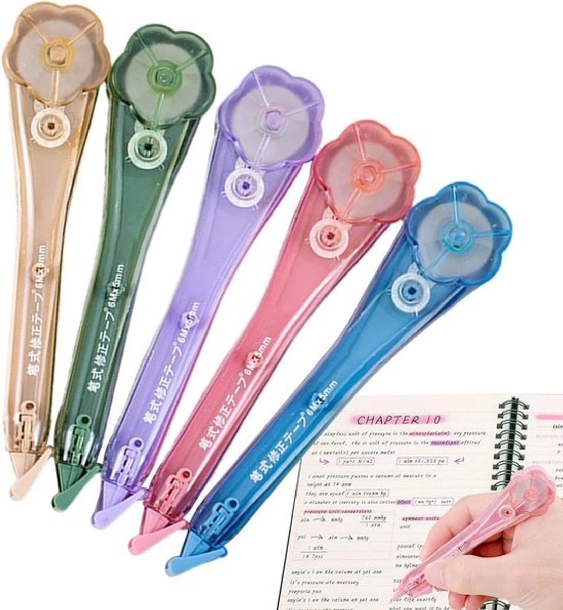 Correctietape Set - Schrijfhulpmiddel - Fouten Corrigeren - Bloemenvorm Design - 5 Stuks - Wit