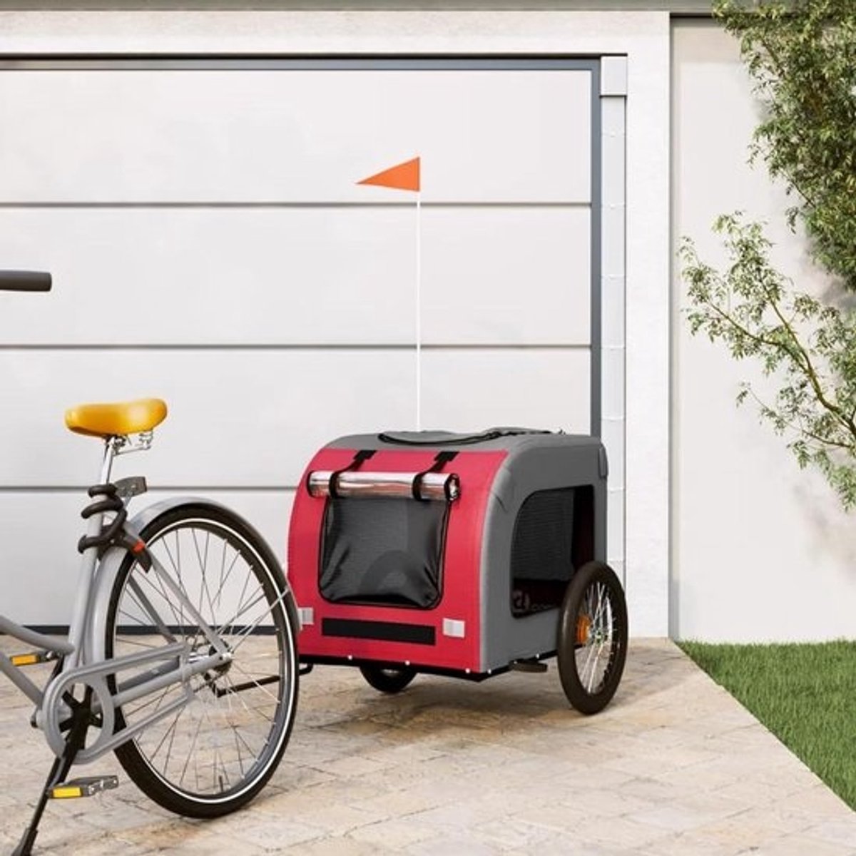 Fietskar voor honden - Hondenkar Fiets - Comfortabel Vervoer - Waterafstotende Hoes - Niet gespecificeerd - Rood en grijs