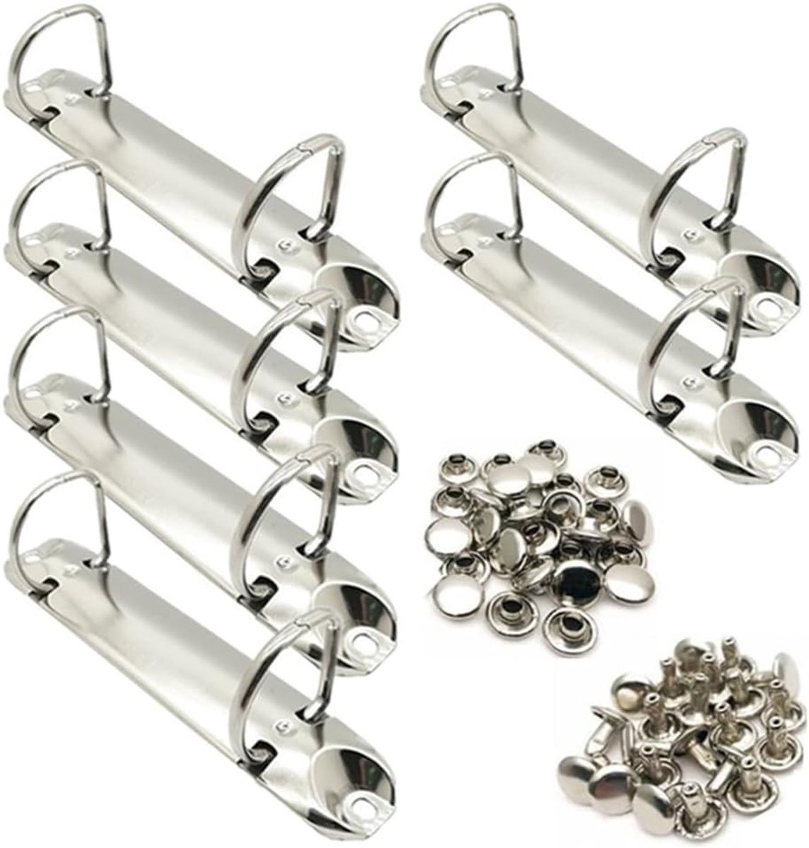 2-Ring Binder Mechanisme met D-vormige Metalen Clips voor Papieropslag, Planners en Mappen - 6 Stuks, 123mm