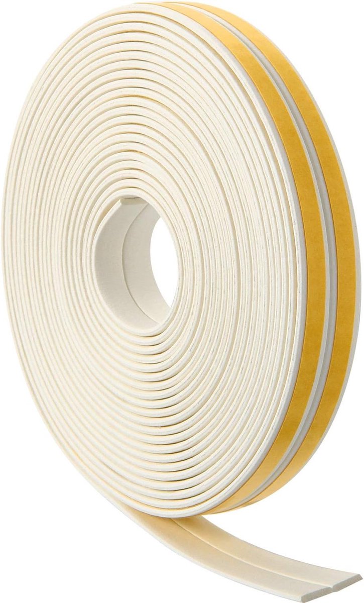Zelfklevende Dichtingsstrip van Schuim voor Deur en Raam - Geluiddempende en Winddichte Oplossing - 12m (Zwart)