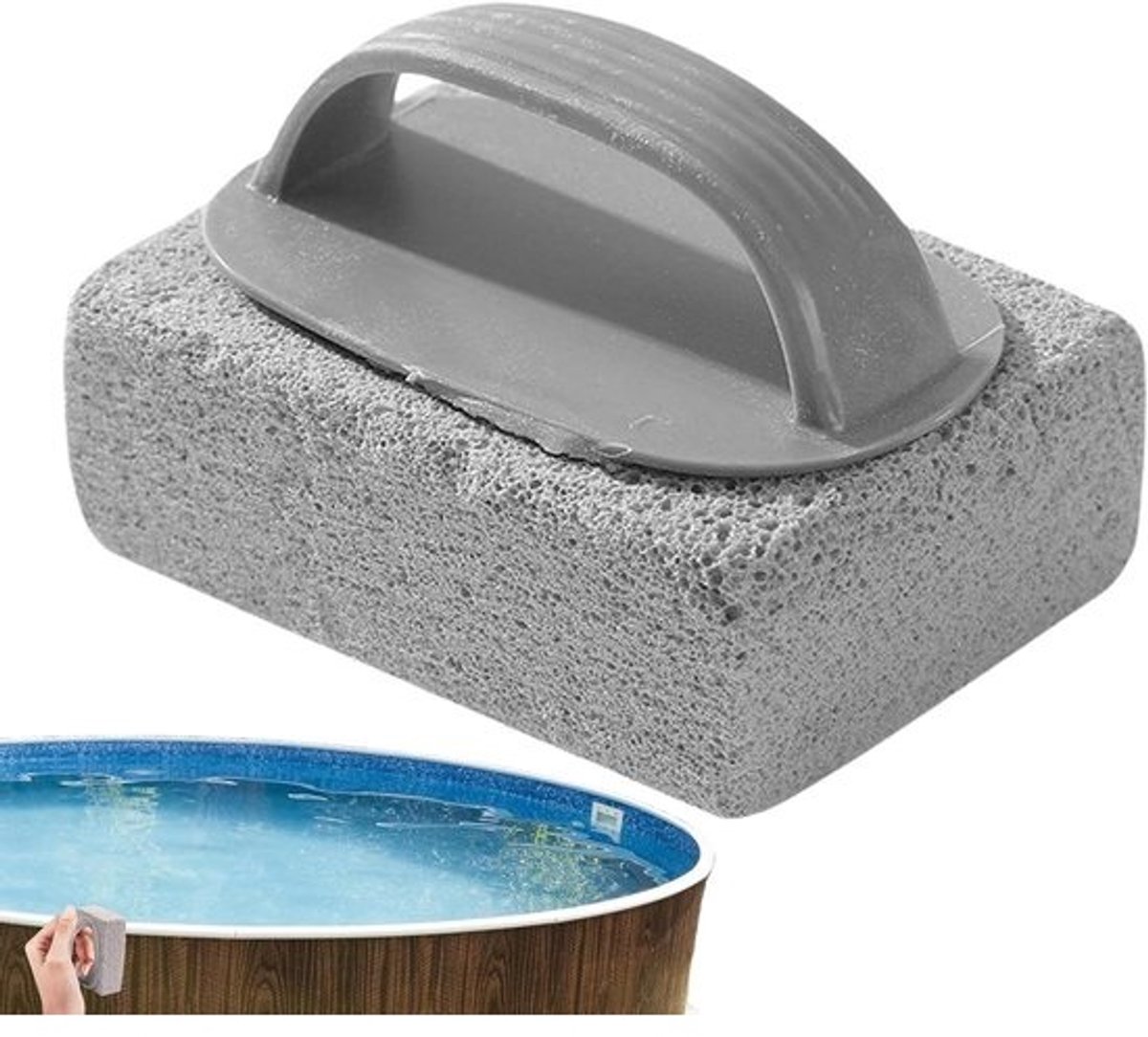 Zwembad Puimsteen - Tegelreiniger Handvat - Zwembad Onderhoud - Absorbeert Geen Vuil - 213 cm - Grijs
