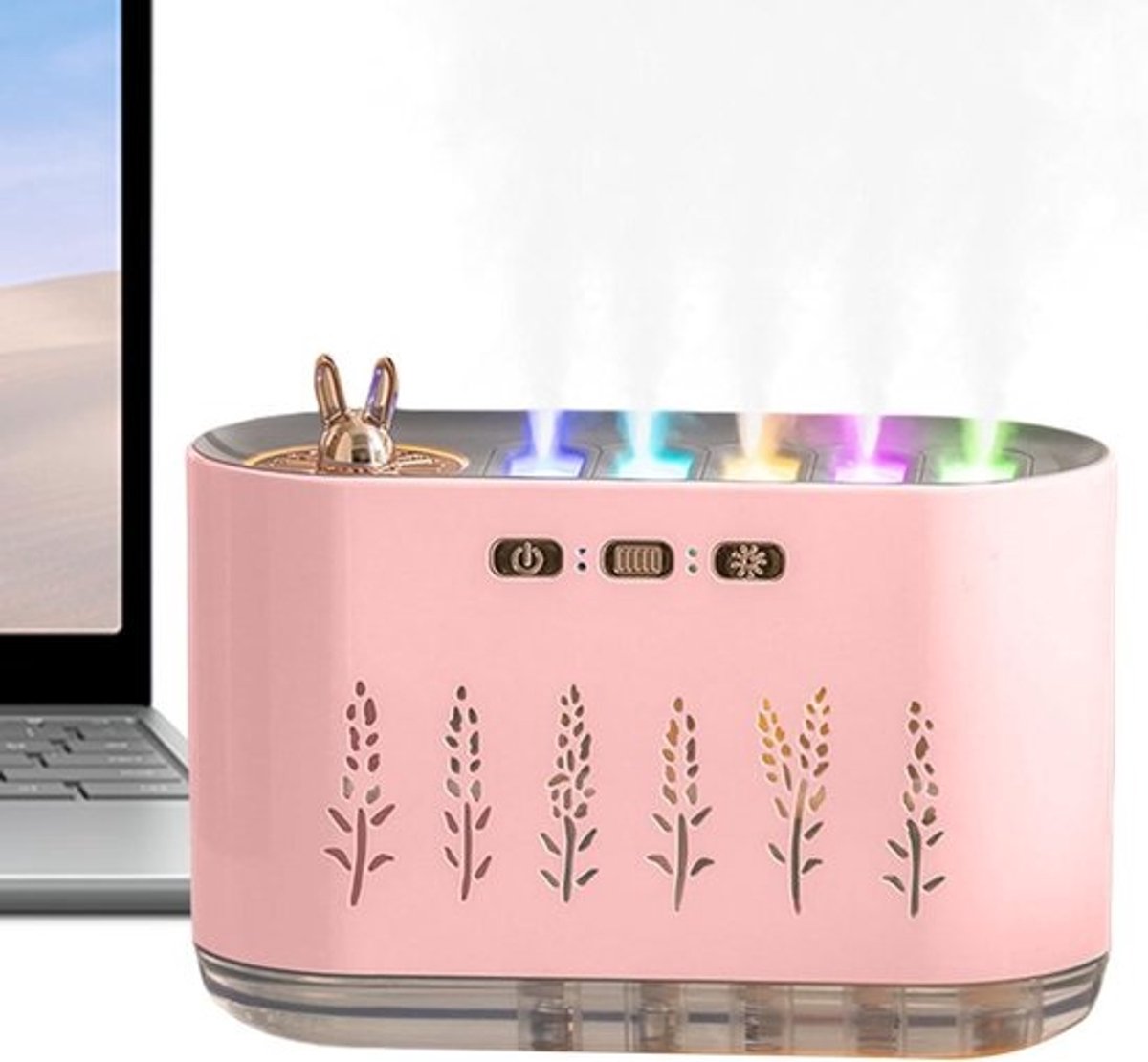 Luchtbevochtiger Slaapkamer - Frisse Lucht - Ontspanning Thuis - Muziekritme Synchronisatie - 700 ml Tank - Roze