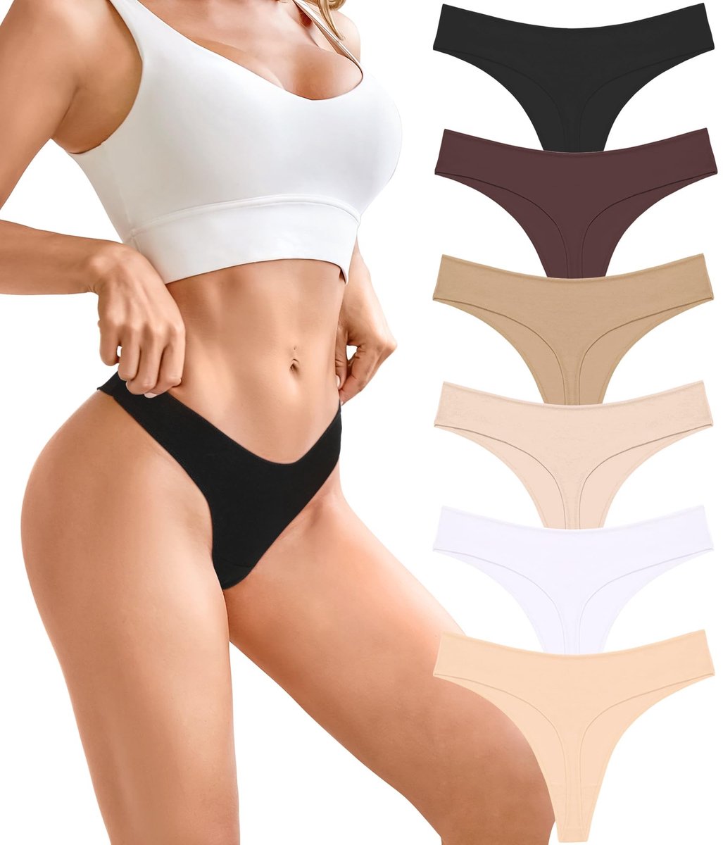Dames Thong Ondergoed Set - 6 Stuks Katoen - Ademend en Stylish