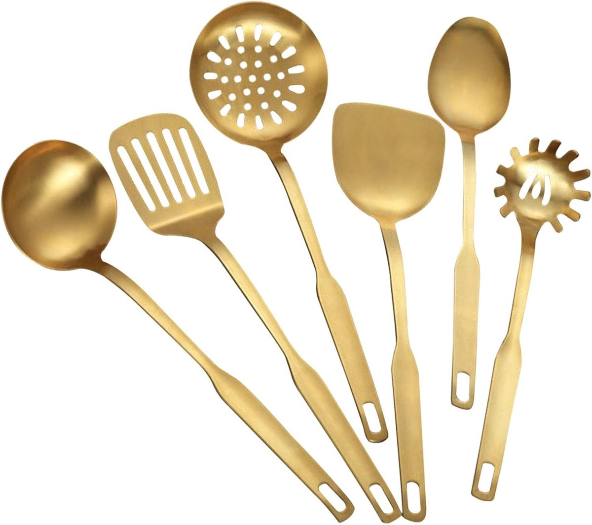 Complete 6-delige Keukengerei Set - Roestvrijstalen Kookaccessoires, Antiaanbak, Vaatwasserbestendig, Warmtebestendige Spatel en Serveerlepel