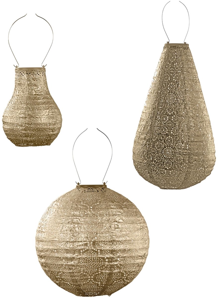 Solar Lantaarn Buitenverlichting - 20 cm - Goud