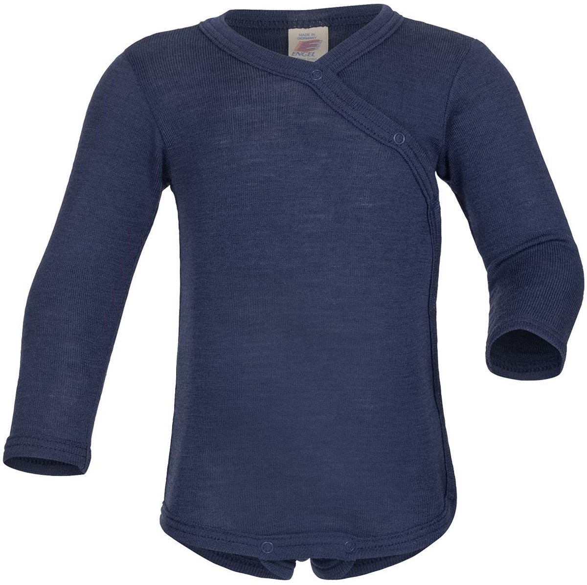 Baby Wrap Body Lange Mouwen - Wol en Zijde - Navy Blauw - Maat 50/56-74/80