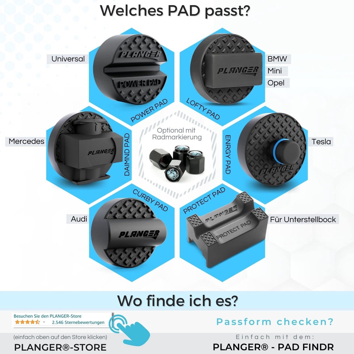 Rubber Basisstandaard met Protect Pad en Ventieldoppen