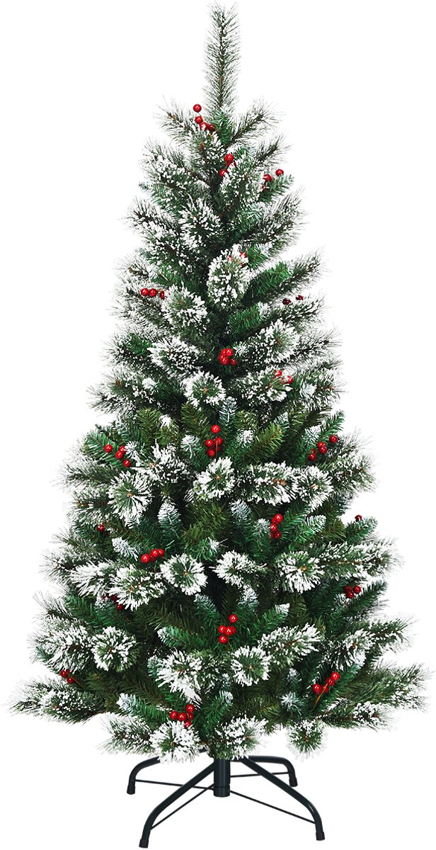 SureDeal® - Kerstbom - Kunstkerstboom - Sneeuwvlokken Rode Bessen - Groene Dennenappels - Groen + Wit + Rood