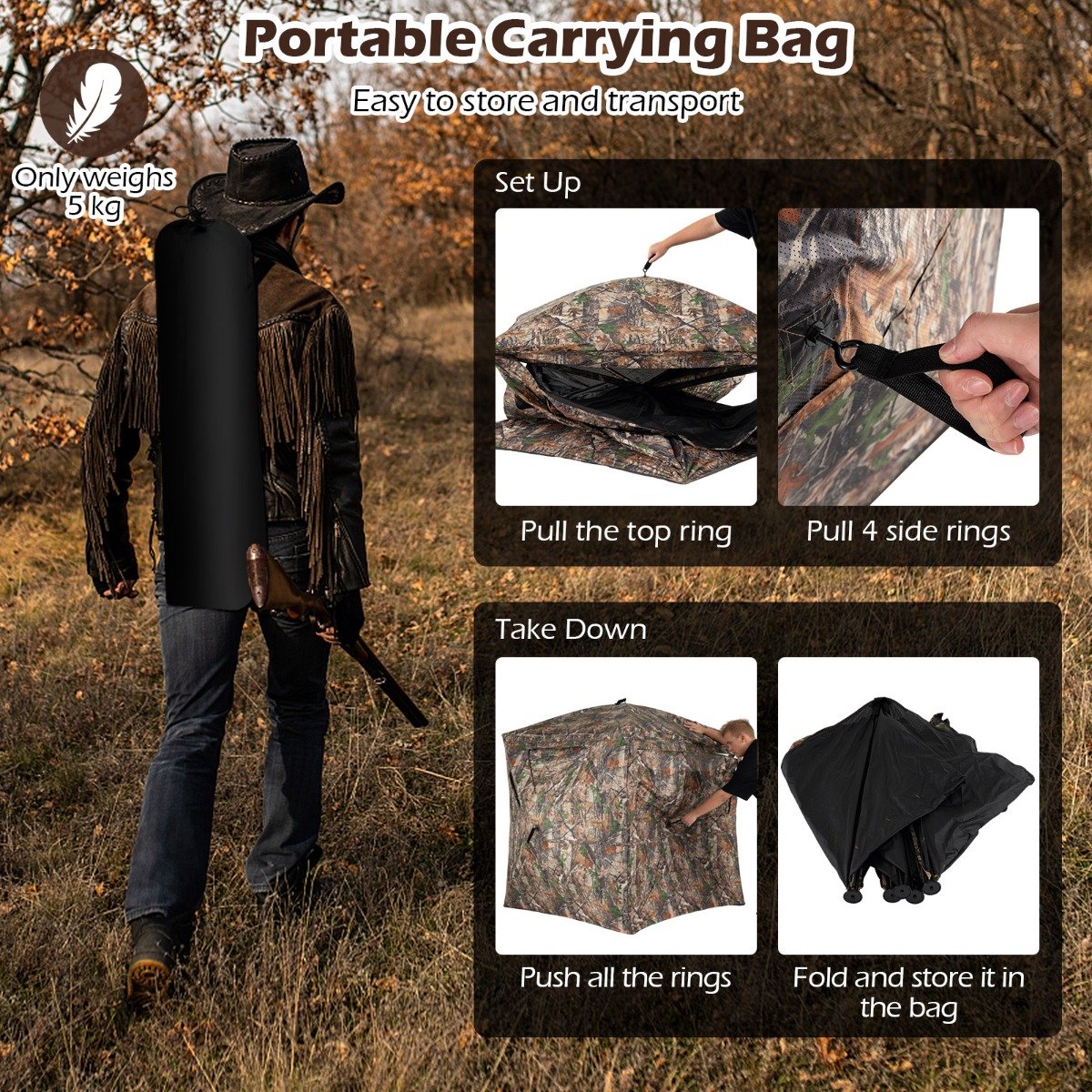 SureDeal® - Kamper - Transparante Camouflage Pop - Personen - 147x147x170 cm - Camouflagepatroon