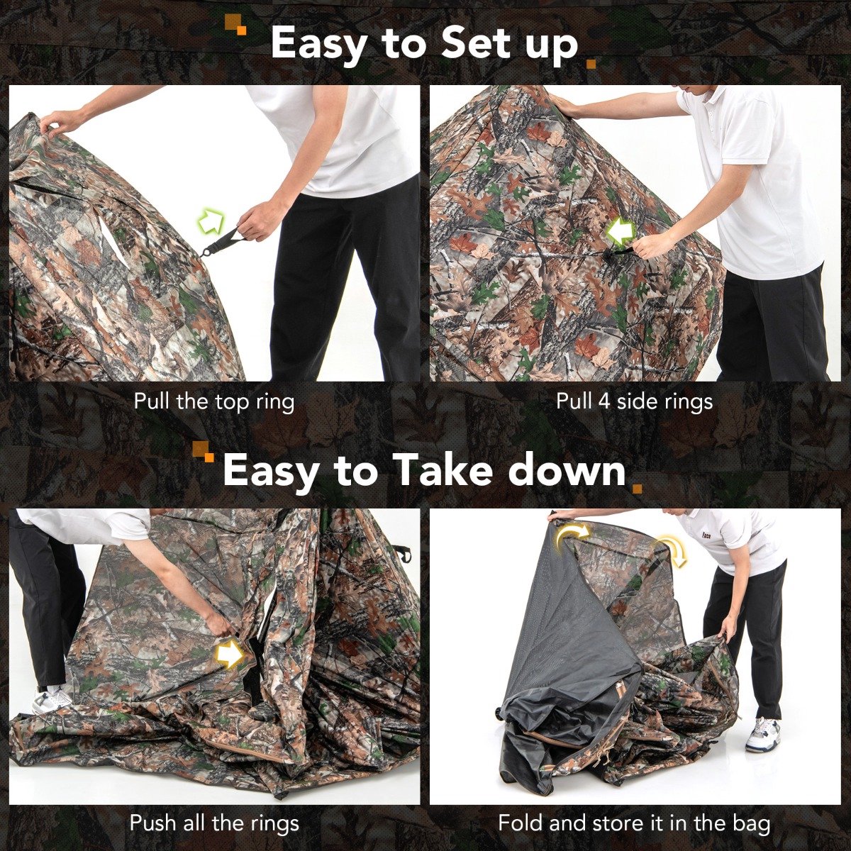 SureDeal® - Kamper - Jachthut - Personen Transparante Schuilplaats - Draagbare Draagtas Jachtuitrusting - 249x211x175 cm - Camouflage