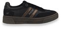 Zwarte Mustang sneaker met bronzen strepen, glitterdetail op de hiel en "Mustang" op de zool.