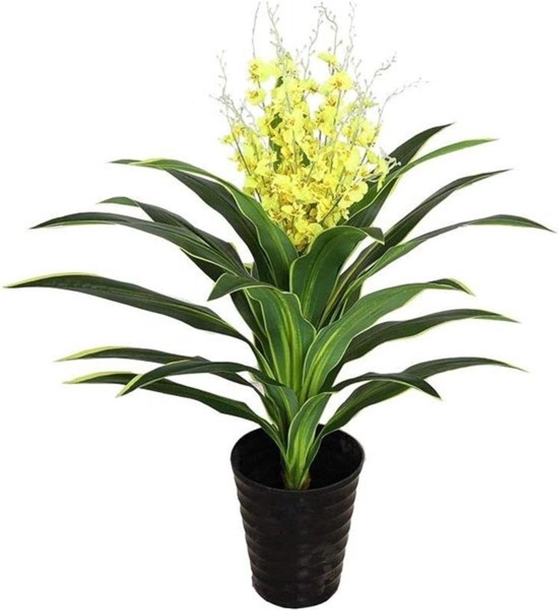 Kunstboom Orchidee - Nep Plant Bonsai - Woondecoratie - Zelfnivellerend - 90 cm hoog - Groen Geel