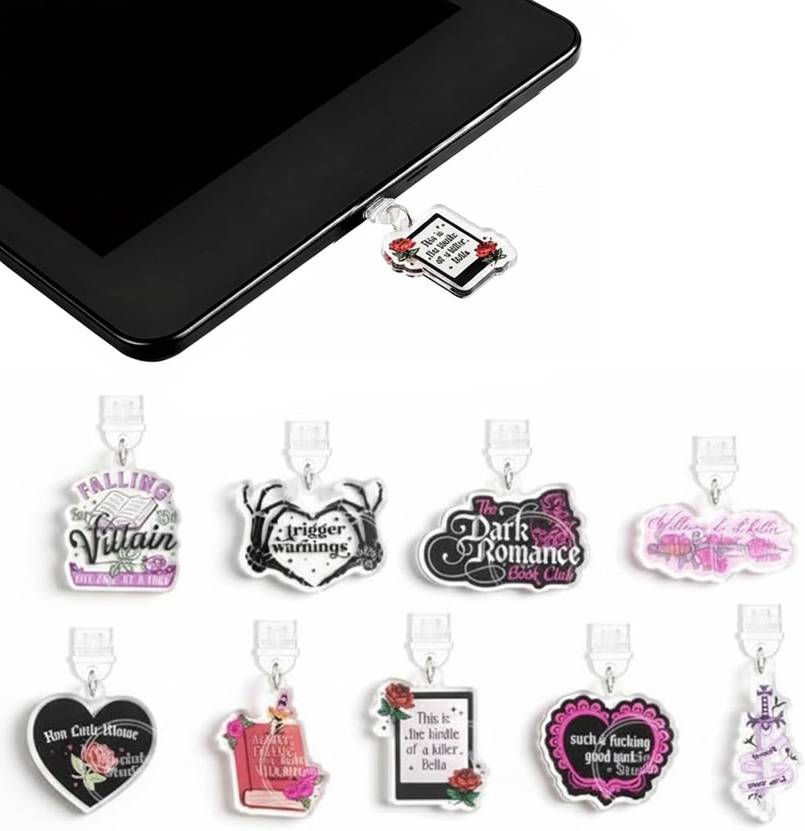 Complete Beschermset voor Kindle met USB-C Poortafdekkingen en Rozenhanger, Perfecte Accessoires voor Valentijnsdag