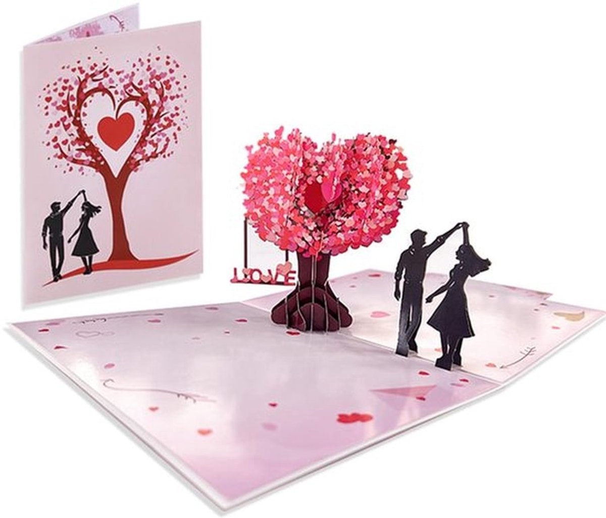 Valentijnskaart, verjaardagskaart, bruiloft, pop-up, 3D-kaart, liefdesboom, sakura, kaart, bruiloft, met envelop, romantisch, voor Valentijnsdag, verjaardag, Kerstmis, bruiloft, Nieuwjaar