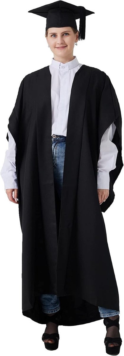Afgestudeerde Toga en Hoed voor Academische Master Ceremonie - Zwart Kostuum voor Volwassenen, M - Perfect voor Universitaire Afstuderen, Diploma, Ceremonie