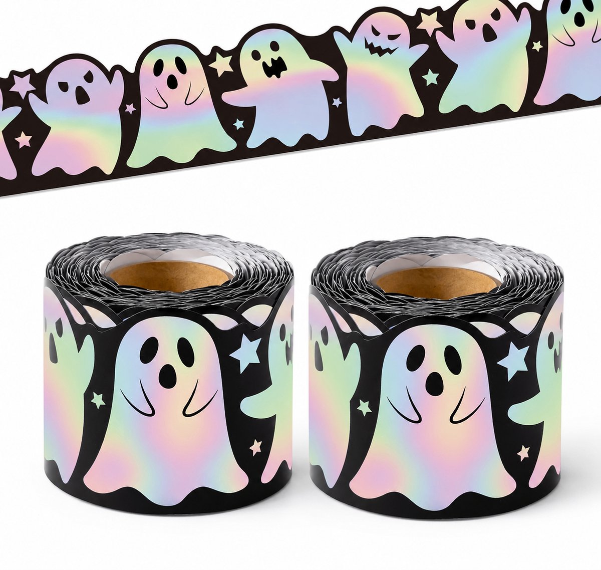 Halloween Boo Randversiering - 2stuks 5 meter lange - halloween - halloween versiering - halloween decoratie buiten - halloween decoratie binnen - voor prikborden - schoollokalen - kantoren - schoolborden - deuren en feestdecoratie.