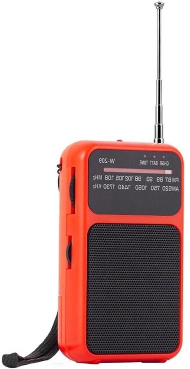 Draagbare Zakradio - Stereo Radio - Muziek Luisteren - Ingebouwde Zaklamp - 15 x 9 x 4 cm - Rood