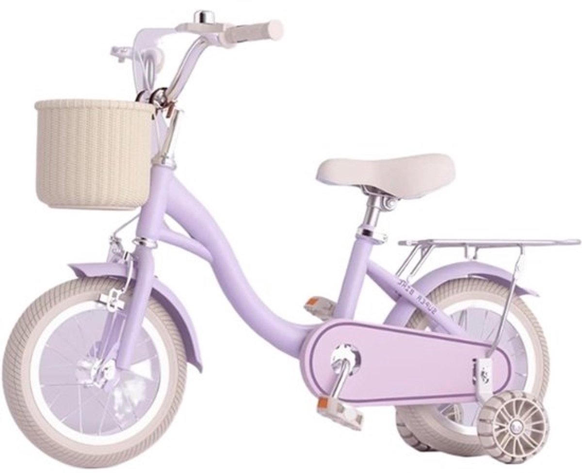 Kinderfiets Meisjes - Loopfiets Kinderen - Leren Fietsen - Met Bel en Mandje - 16 inch - Lila