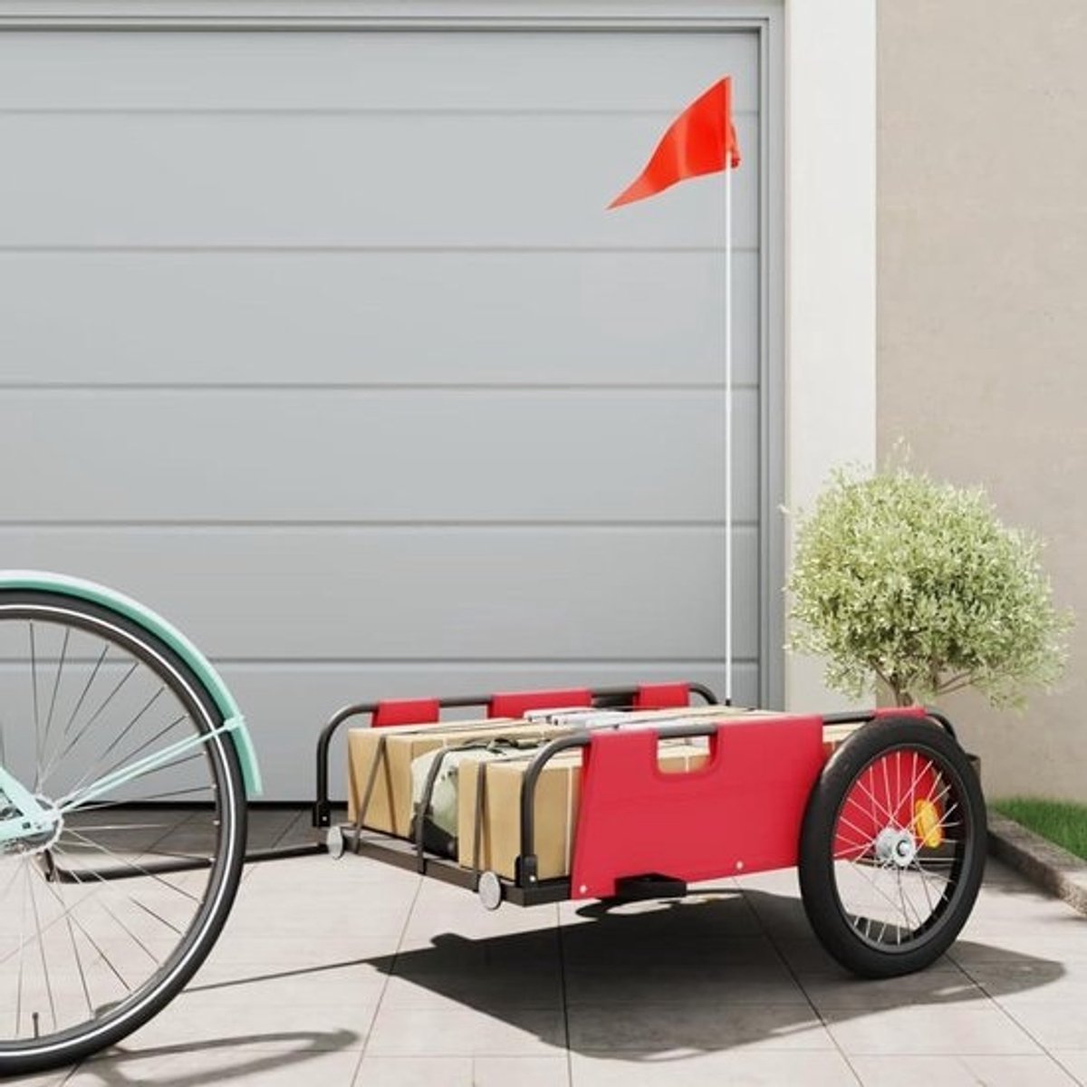 Fietskar Vrachttrailer - Fiets Aanhanger Opslag - Fiets Transport - Gepoedercoat IJzeren Frame - 135 x 68 x 385 cm