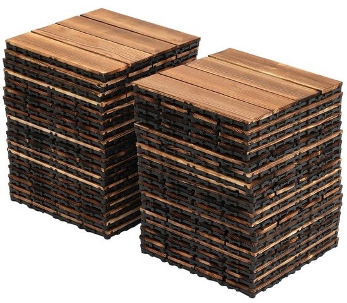Terrastegels Larikshout - Houten Vloertegels - Buiten Leven - Antislip Gestructureerd Oppervlak - 303 x 303 Cm - Bruin