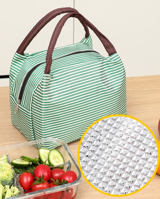 lunchtas-lunchtas koeltas- Draagbare Koeltas- Geïsoleerde Lunch Tas-lunchtas kinderen -lunchtas volwassenen- Geïsoleerde tas -Thermal Bag - Kleine Lunchkoeler- Unisex- Oxford Stof- Voor Picknicks, Kamperen, Werk, Het Dagelijks Leven-Groen — afbeelding 4