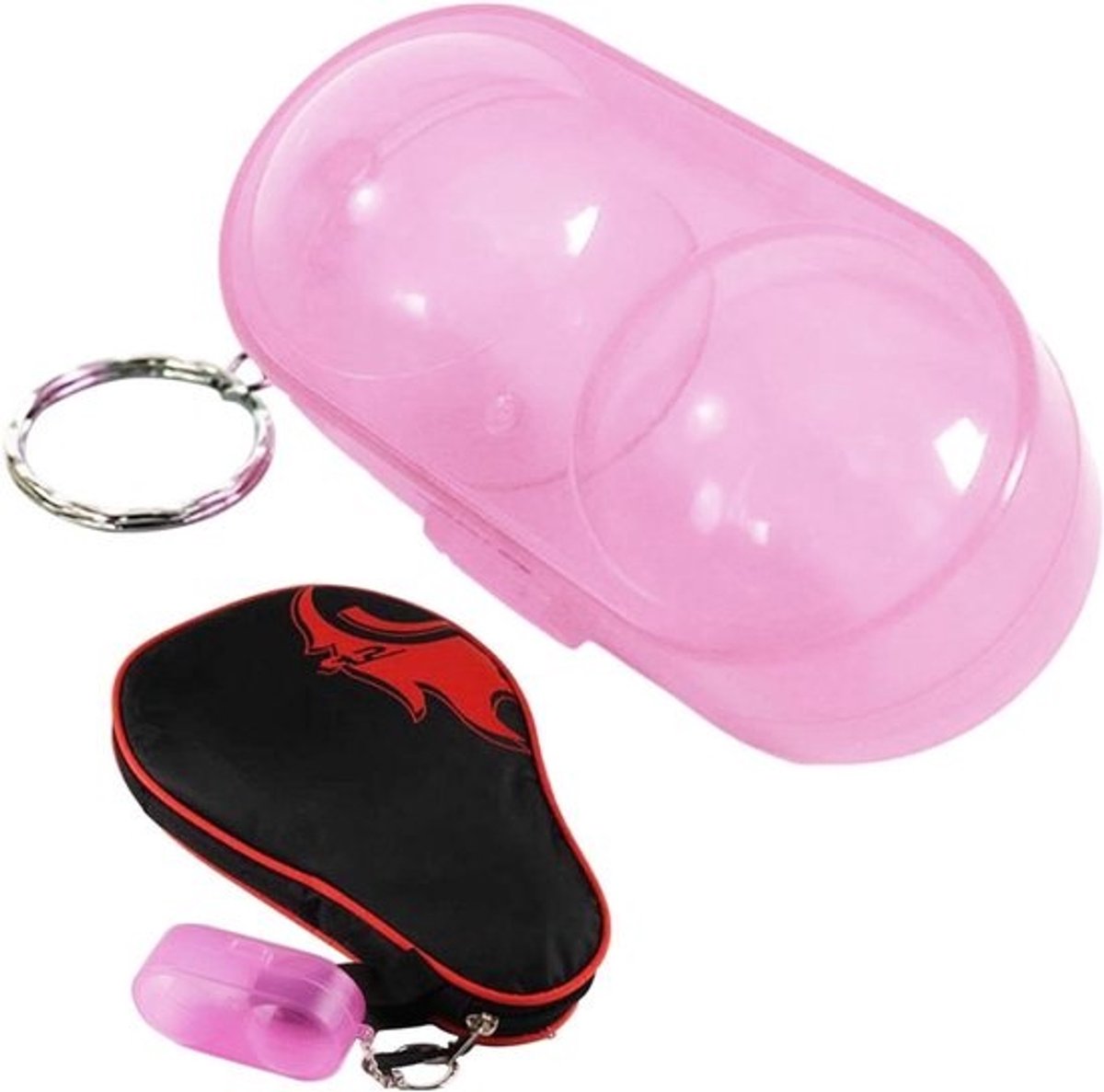 Opbergdoos Tafeltennisballen - Pongbal Houder - Ballen Beschermen - Transparant Design - Voor 2 Ballen - Roze