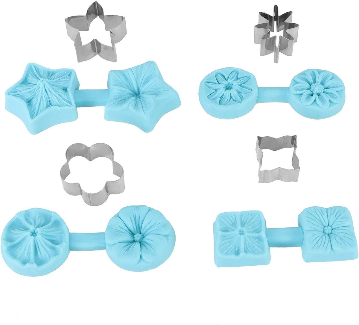 Siliconen Mallen voor Cupcakes - 4 Sets Bloemvormen en Uitstekers voor Bakken van Desserts en Chocolade Decoraties