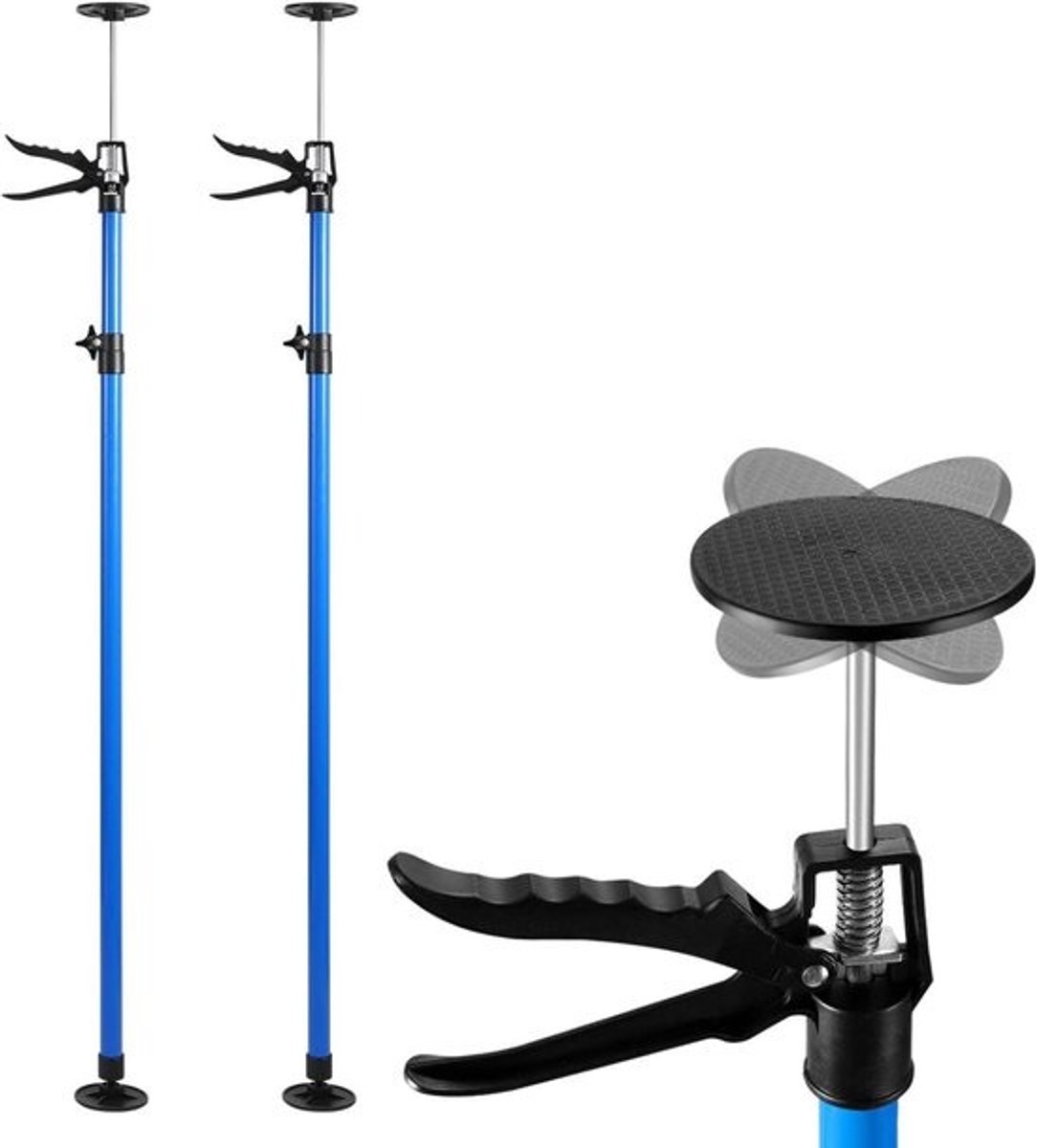 Telescopische steunen - Montagesteunen plafond - Gipsplaten monteren - 360 graden draaibaar - 115-290 cm - Set van 4