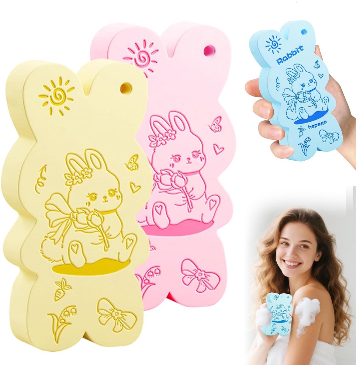 Exfoliërende Badspons - Set van 3 - Roze en Geel
