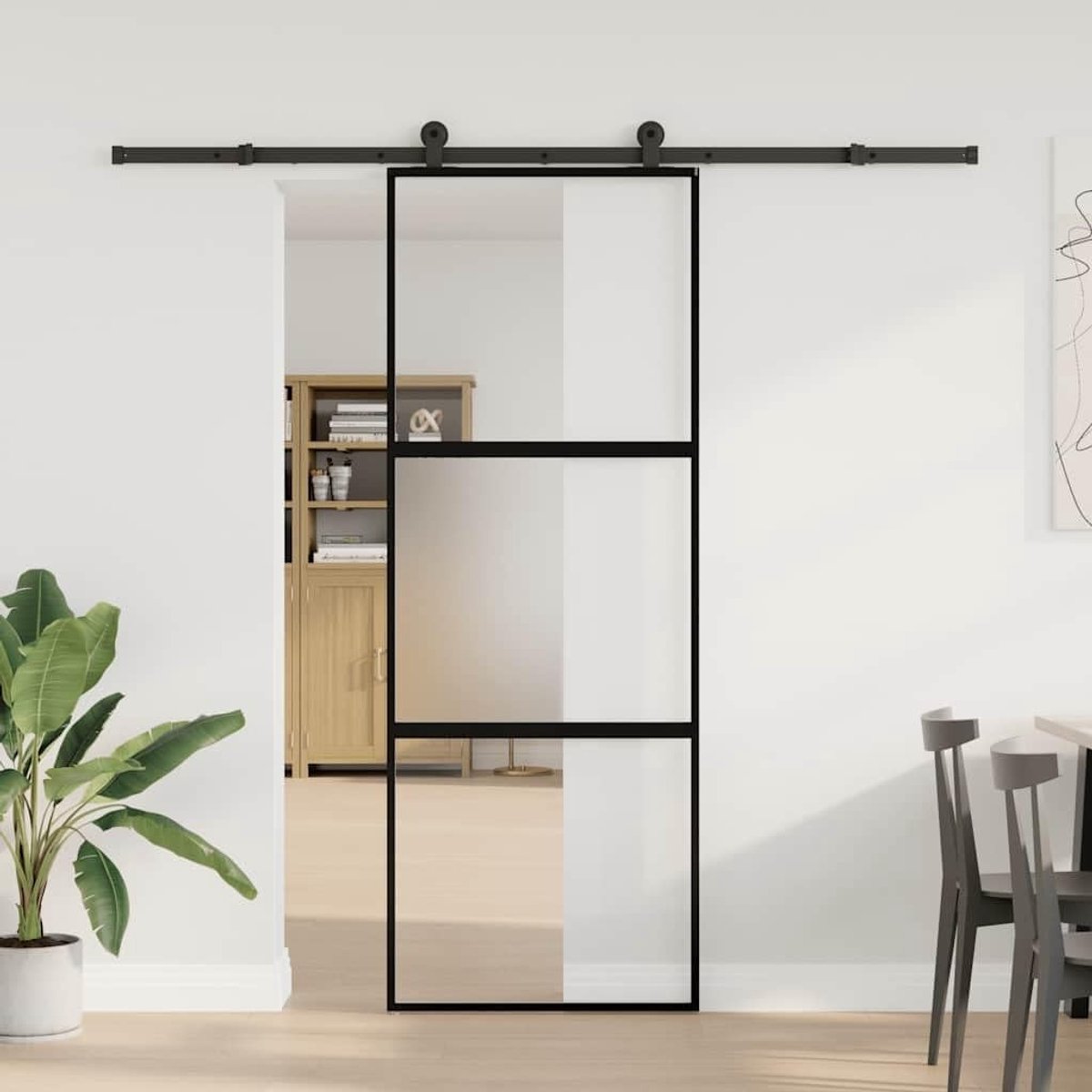 Schuifdeur 76x205 cm - Gehard glas met aluminium