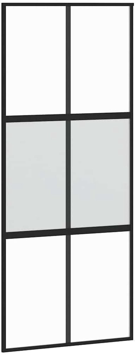 Schuifdeur - Gehard Glas 90x205 cm Zwart Aluminium Frame