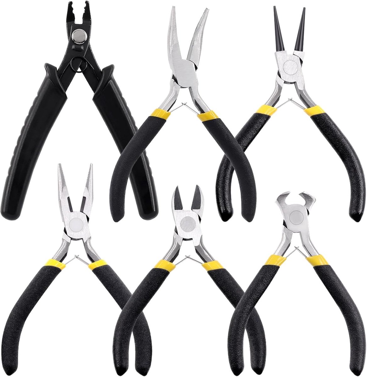 Set van 6 Professionele Sieraden Tangens voor Draadknippen, Wikkelen en Bevestigen