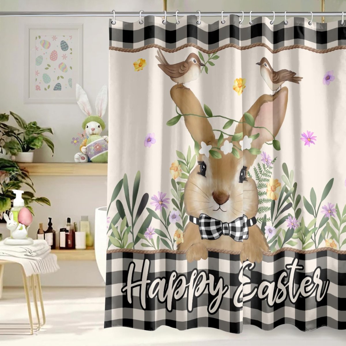 Douchegordijn met Haken - Waterdicht Polyester - Pasen Decor 183 x 183 cm