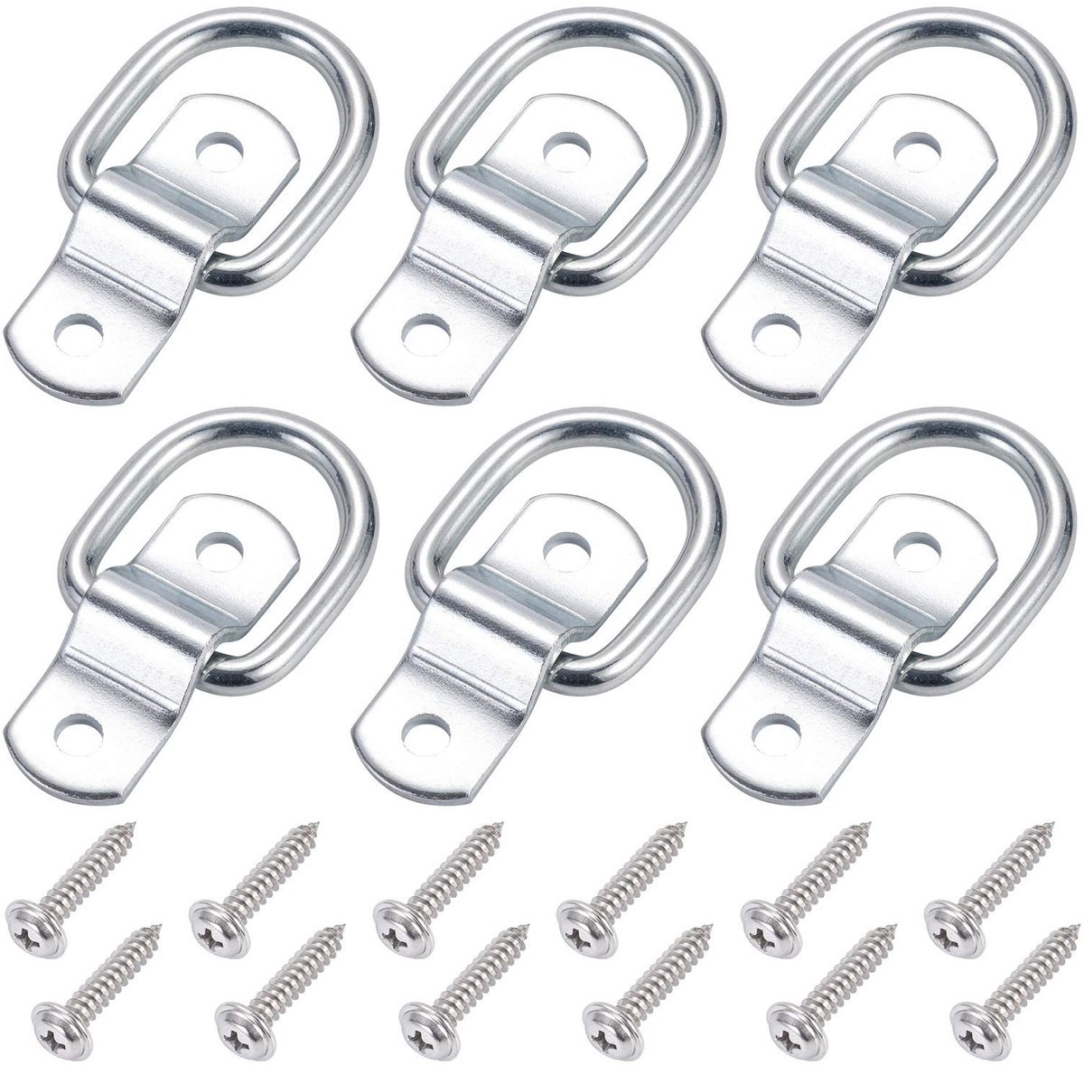 Set van 6 Lashing Rings - met Schroeven en Houders - Voor Tot 400 kg
