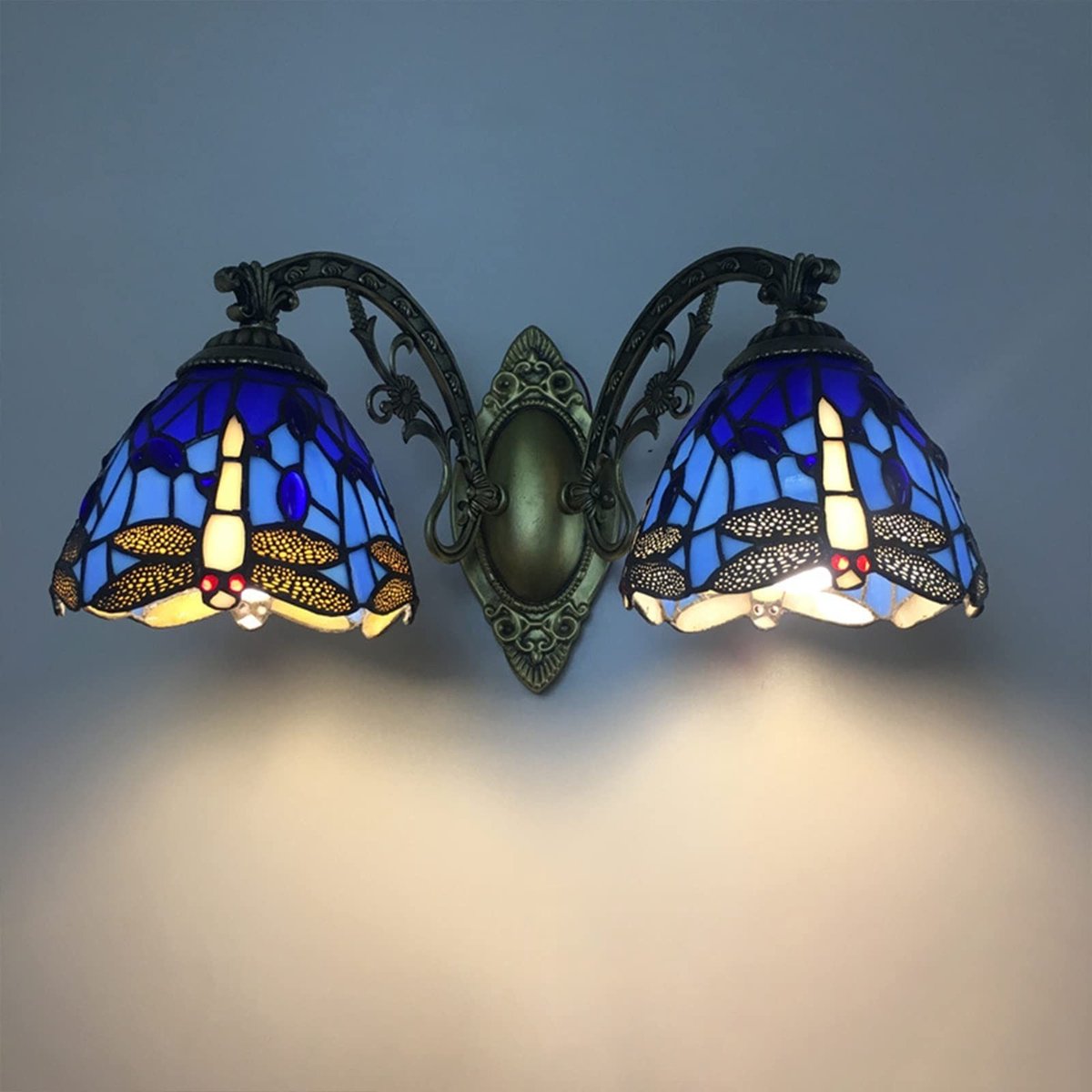 Wandlamp in mediterrane stijl - Glazen lampenkap - Wit