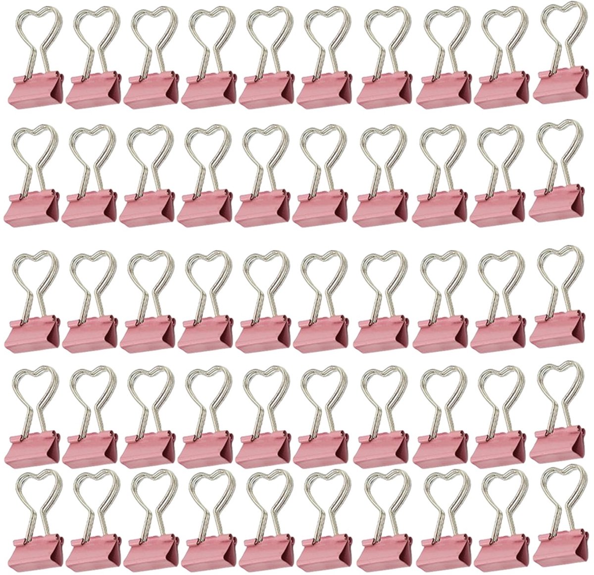 50 stuks metalen bindmiddelclips - Roze hartvormig