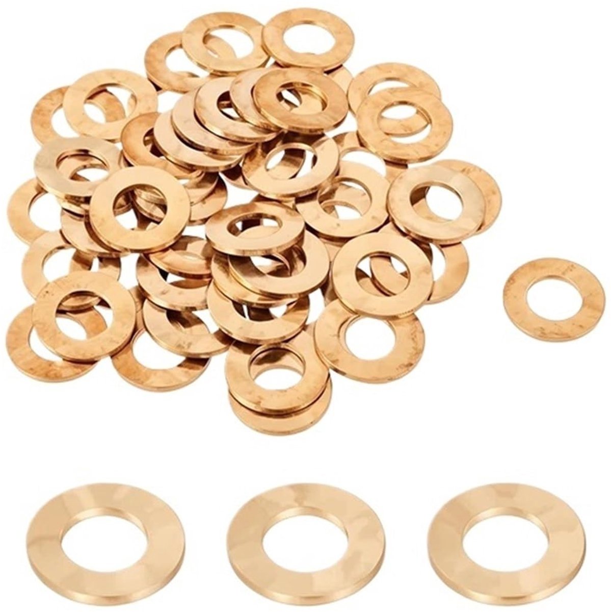 Massief Messing Platte Ringen - M2 - M16 - 200 Stuks