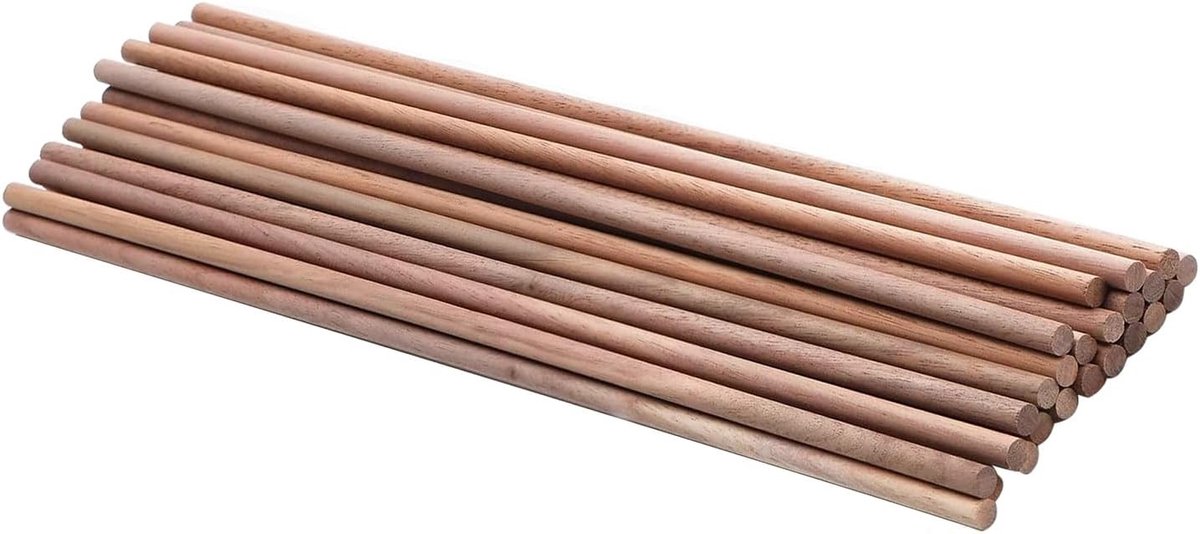 24 Stuks 30 cm Walnoot Houten Stokken - DIY Modelbouw Materialen, Creatieve Ambachten en Handgemaakte Projecten met 6 mm Diameter