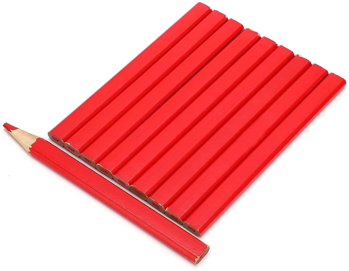 12 Stuks Houtmarkeerpotloden - Rood Ovalen Design