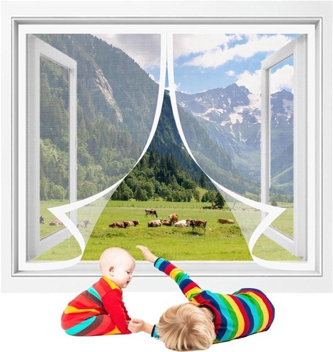 Magnetisch Horgaas - Vliegenraam Scherm - Insecten Buiten Houden - Handsfree Zonder Boren - 173 x 240 cm - Wit