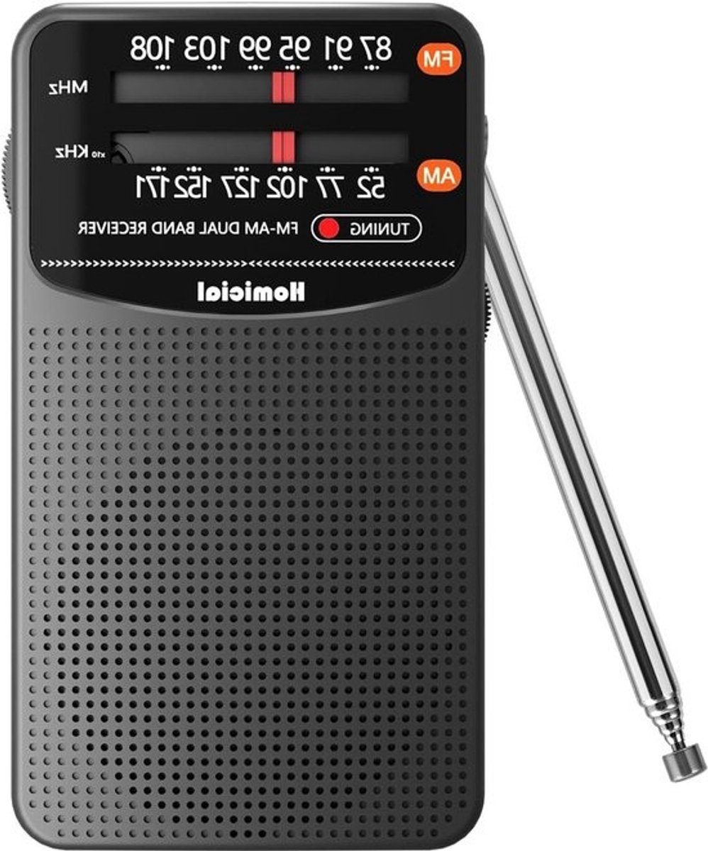 Draagbare AM/FM Radio - Zakradio Batterij - Buiten Luisteren - Uitstekende Ontvangst - 105 Gram - Zwart