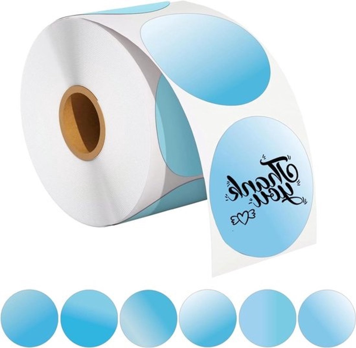 Thermische Stickerlabels - Rolstickers Cirkel - Logo Ontwerp - Direct Thermisch - 6 cm Diameter - Blauw