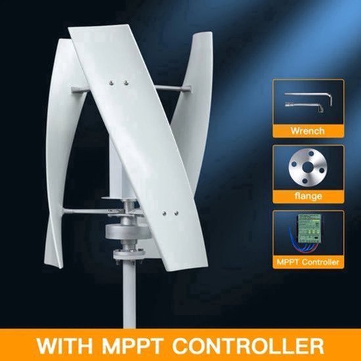 Verticale Windturbine – Horizontale Windmolen – Mini Windgenerator – Windkracht Turbine – 2000W Vermogen – 12V - MPPT Controller