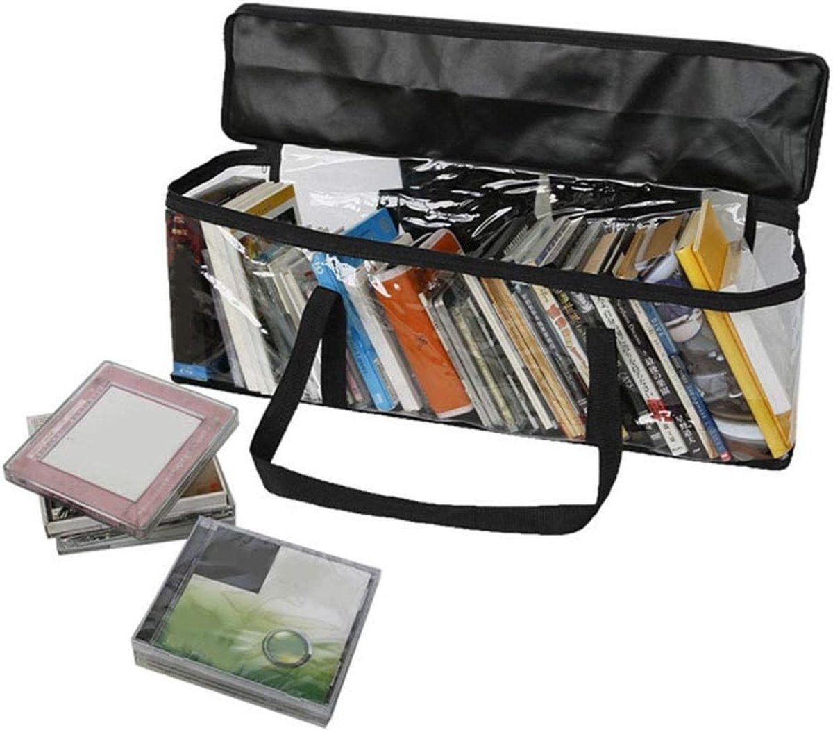 Transparante en Waterdichte Opbergzakken voor CD's, DVD's en Video Games met Grote Capaciteit en Draagbare Handgreep