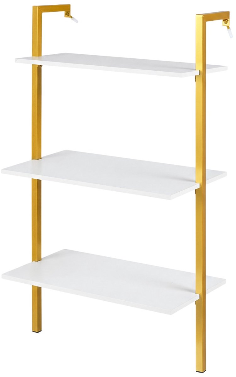 SureDeal® - Boekenkast - Wandrek - Planken Hangend rek - Metalen Muur Bevestigde - 53,5x29,5x96 cm - Wit
